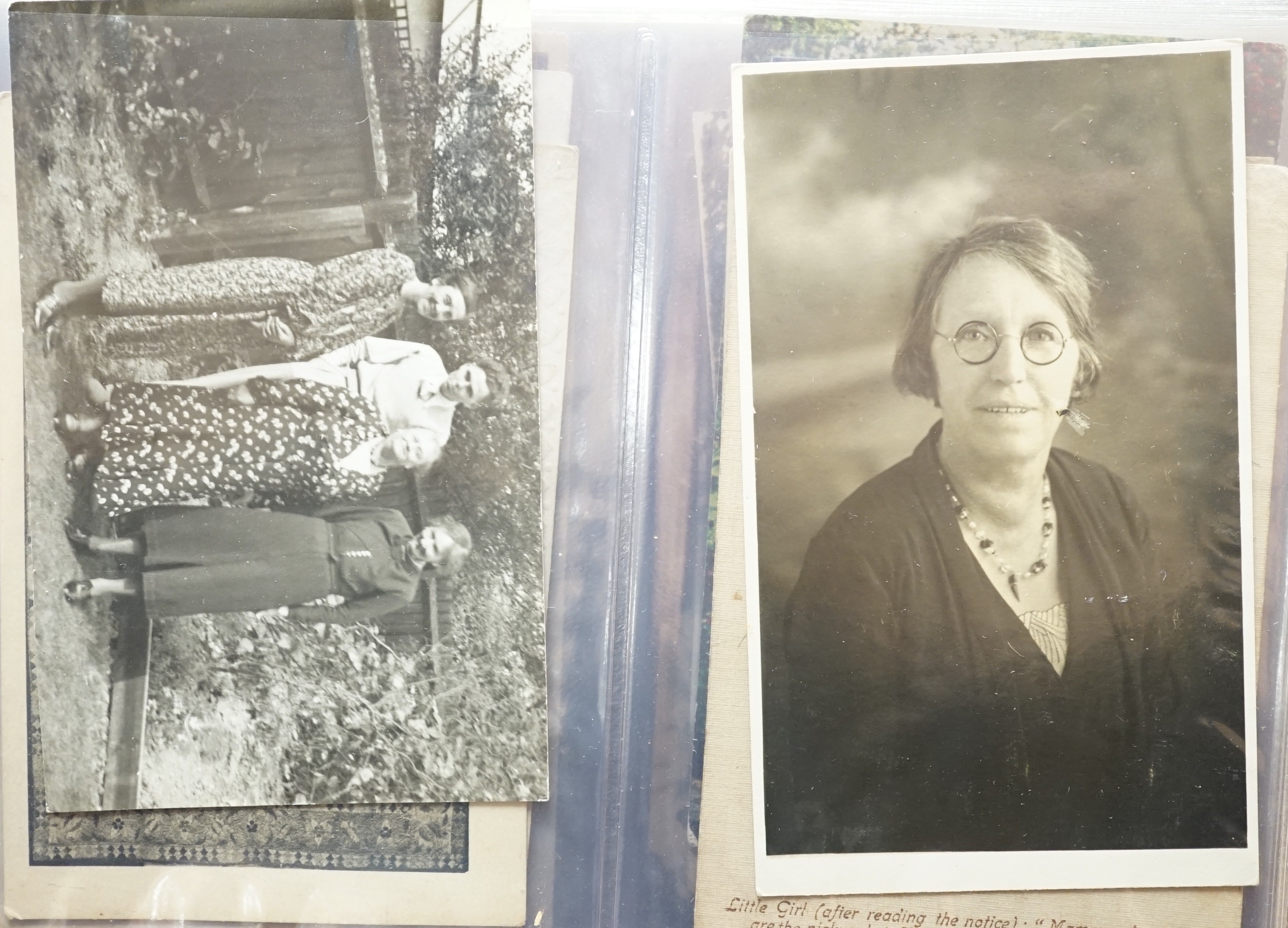A box of postcards and cigarette cards in two albums and loose topographical including Isle of Wight